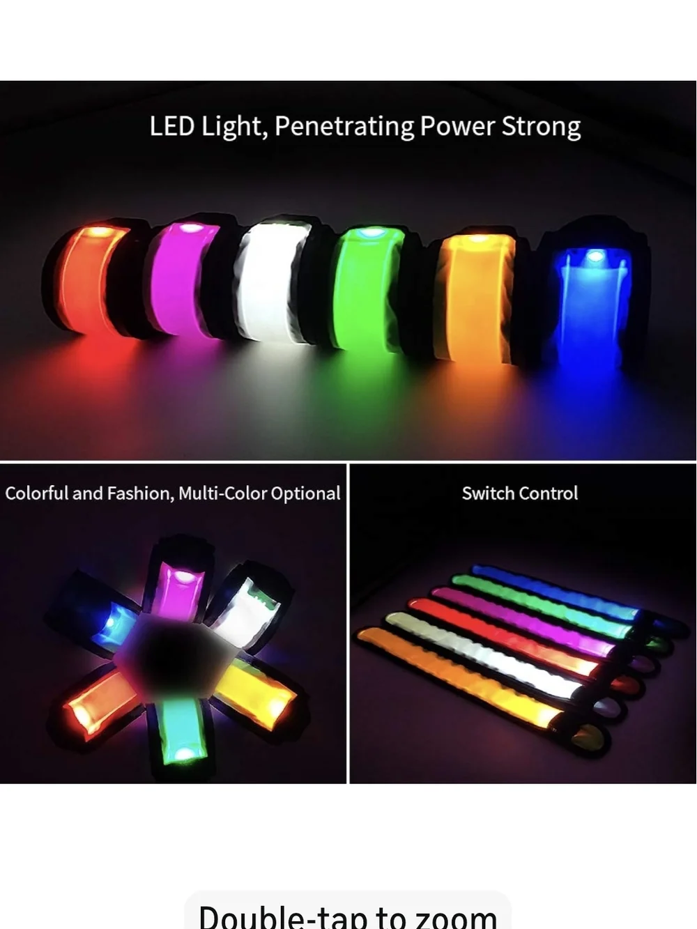 LED Safety Lights Armband Set - Black & Blue Packaging